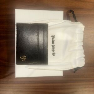 Palm Angels Black Card Holder with Gold Detail